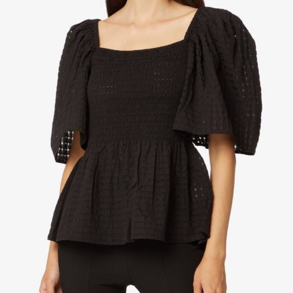 Stella Nova NWT Penelope Black Top Small Open Back Short Sleeves
